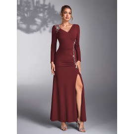 Elegant Sequin Patchwork Dress for Bridesmaids at Weddings And Evening Parties.