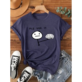 [Graphic Print Tee] Soft Stretch Women's Casual Short Sleeve T-Shirt with 
