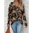Plus Size, Plus Size Women's Elegant V-Neck Long Sleeve Blouse - Brown/Beige/Taupe Floral Print Tunic Top, Wrinkle-Resistant & Machine Washable, Loose Fit for Jeans or Dresses (Casual to Formal) - Spring Summer Fall Wardrobe Staple