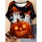 Plus Size - Plus Size Women'S Halloween Graphic Tee - 3D Witch Hat & Pumpkin Design, Soft Breathable Fabric, Round Neck Short Sleeve Top, Machine Washable, Casual Fall & Winter Wear, Perfect Halloween Gift, Halloween Costume