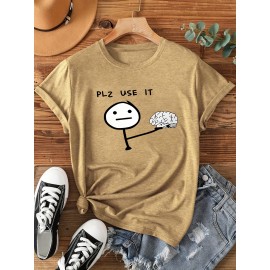 [Graphic Print Tee] Soft Stretch Women's Casual Short Sleeve T-Shirt with 